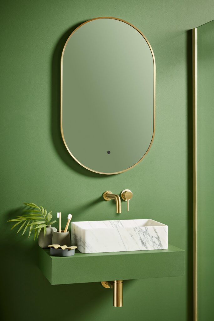 Bayou Aubrey LED Mirror Brass 500×800 - Brushed Brass