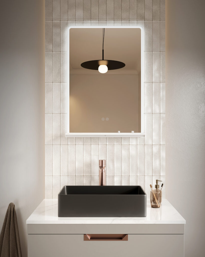 Bayou CHARJ LED Mirror 500 x 700 - White