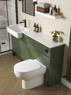 Bayou Ellis Unity Medium Depth Left Hand Basin Worktop 1544 x 335 x 15mm - Gloss White