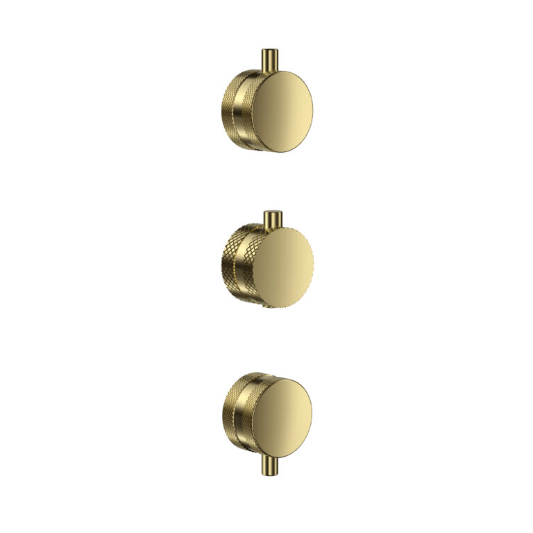 Bayou Concealed Knurled Handle 3 Pack (1 Thermo 2 Flow) - Brushed Brass