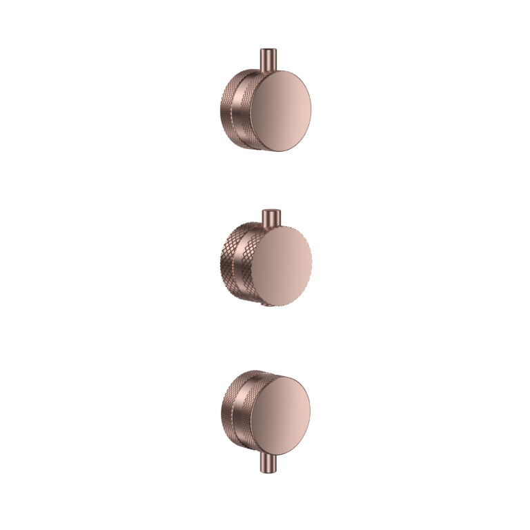 Bayou Concealed Knurled Handle 3 Pack (1 Thermo 2 Flow) - Brushed Bronze