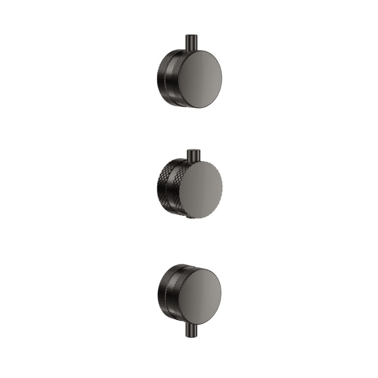 Bayou Concealed Knurled Handle 3 Pack (1 Thermo 2 Flow) - Gunmetal