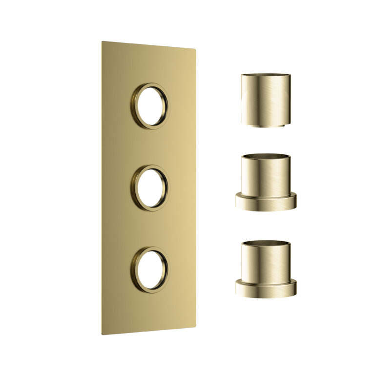 Bayou Concealed Plate with Sleeves (3 Outlet) - Brushed Brass