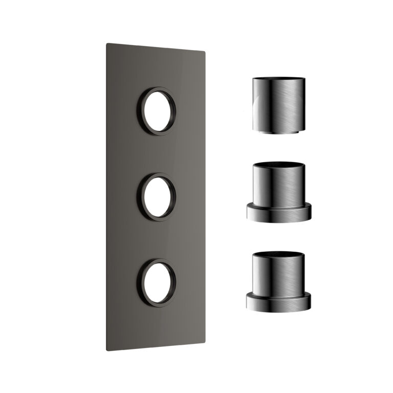 Bayou Concealed Plate with Sleeves (3 Outlet) - Gunmetal