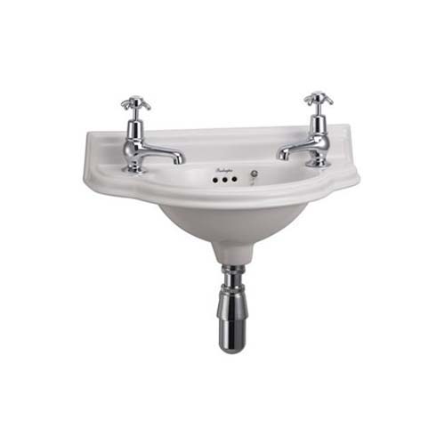 Burlington Curved Cloakroom Basin 505 x 255cm Two Tap Hole - White