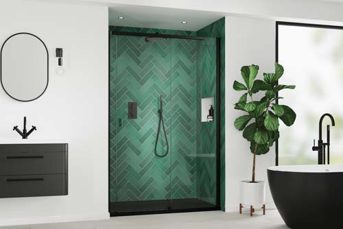 Kudos Pinnacle 8 Sliding Door For Recess 1000mm - Matt Black