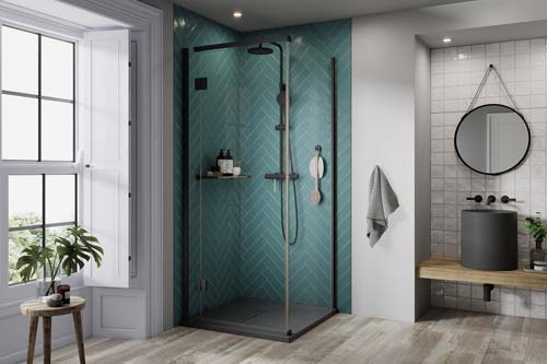 Kudos Pinnacle 8 Hinged Door for Corner Matt Black