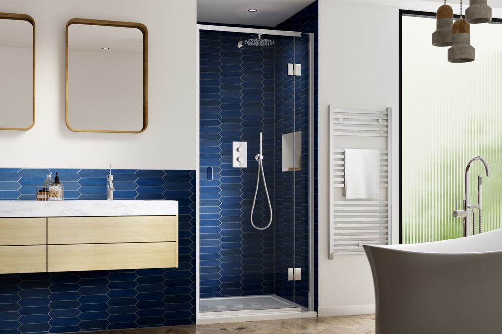 Kudos Pinnacle8 1300mm Hinged Recess Door Left Hand - Chrome