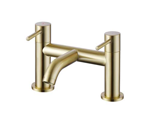 Bayou Pin Lux Deck Mounted Bath Filler - Brushed Brass