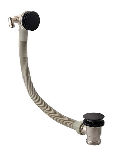 Bayou Overflow Bath Filler with Sprung Plug Waste - Black