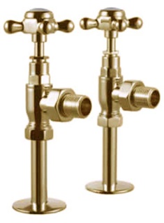 Burlington Radiators Angled Rad Valves - Bright Gold