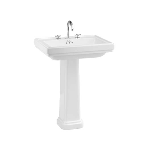 Riviera 65 x 47cm Square Basin Three Tap Hole - White