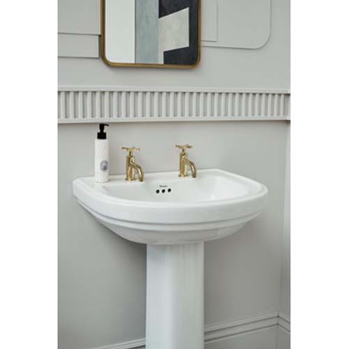 Riviera 58 x 47cm D Shape Basin Two Tap Hole - White