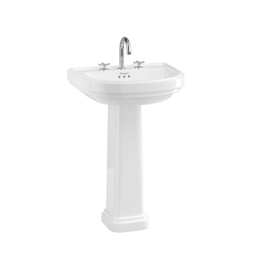 Riviera 58 x 47cm D Shape Basin Three Tap Hole - White