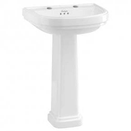 Riviera 65 x 47cm D Shape Basin Two Tap Hole - White