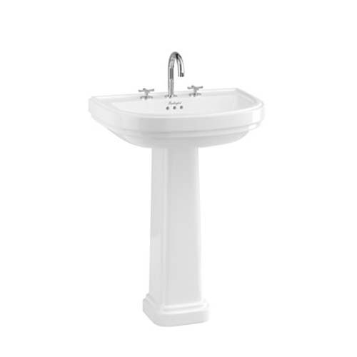 Riviera 65 x 47cm D Shape Basin Three Tap Hole - White