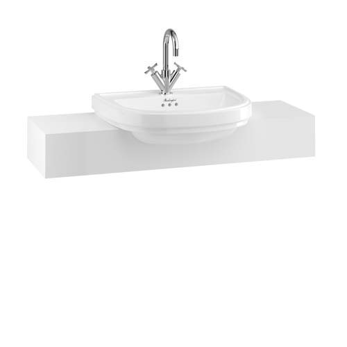 Riviera 58cm Semi Inset Basin One Tap Hole - White 3