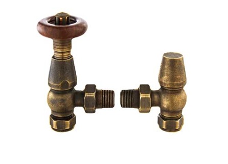 Redroom Angled Classic Thermostatic Valve - Antique Brass