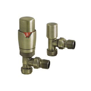 Redroom Angled Thermostatic Valve Pack - Brushed Brass