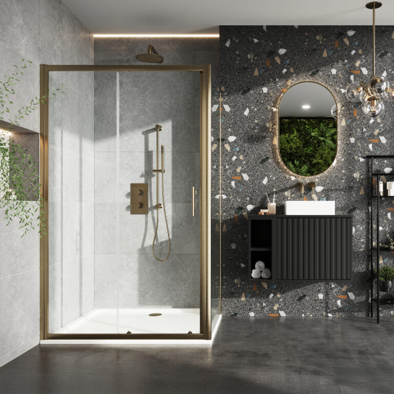 Bayou S6 Brushed Brass Sliding Door 1000 - Brushed Brass