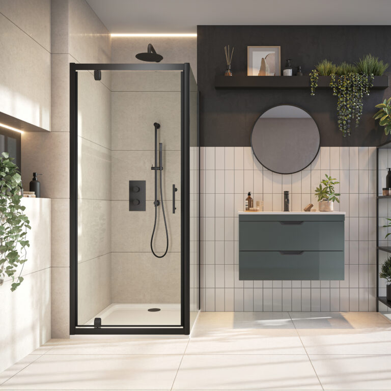 Bayou S6 Black Pivot Door 900 - Black