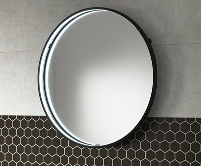 Sensio Aspect Floating Edge Round Mirror - Cool White / Matt Black