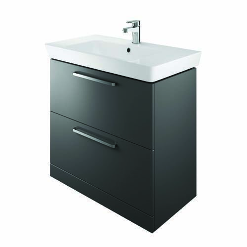 Bayou Scene 80cm F/Stand Vanity Unit - Gloss Charcoal