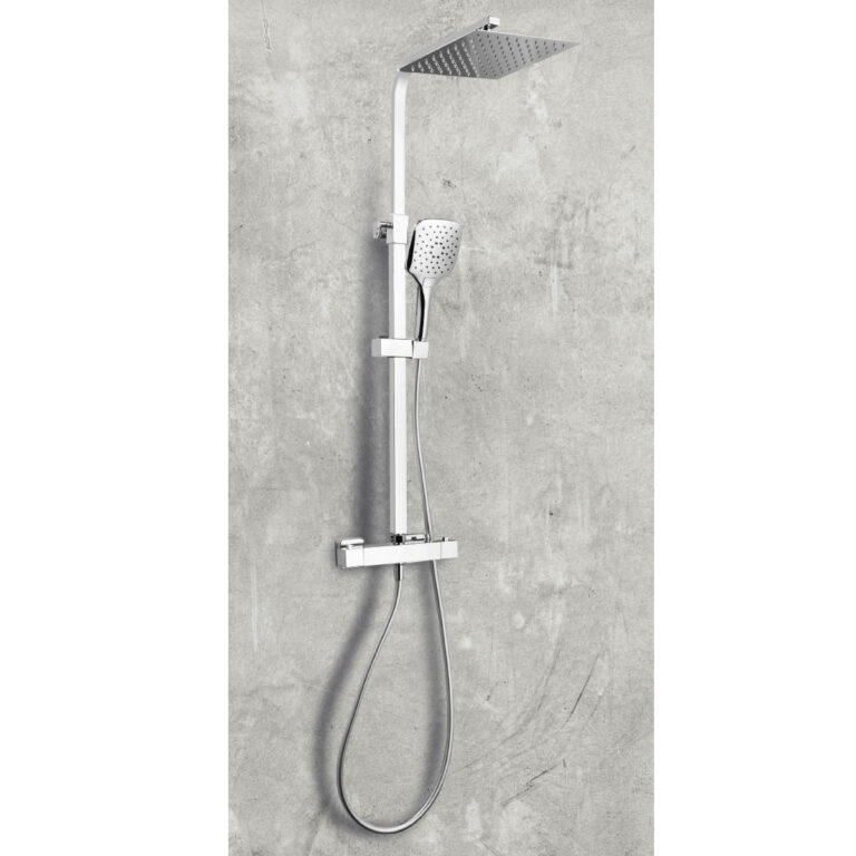 Bayou Helier Square Cool Touch Rigid Riser Shower - Chrome