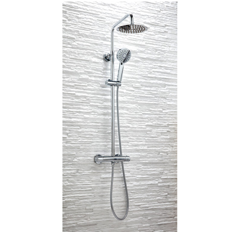 Bayou Serena Round Rigid Riser Shower Set - Chrome