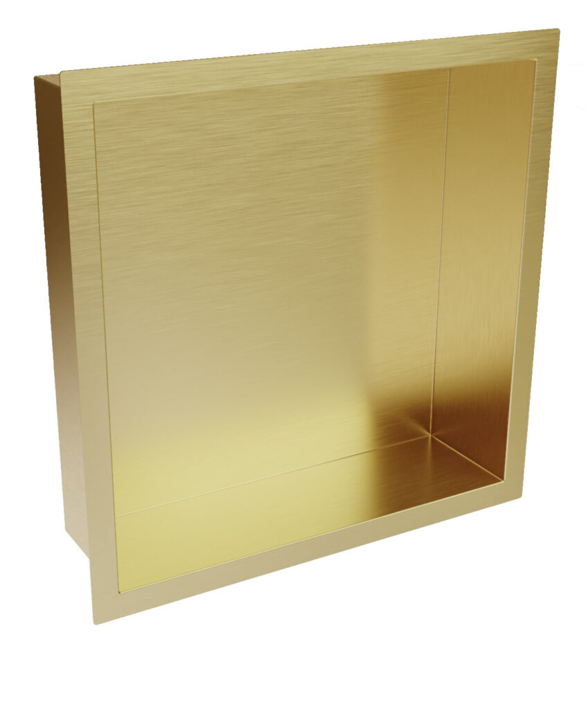Bayou Inset Shower Niche 300 x 300mm - Brushed Brass
