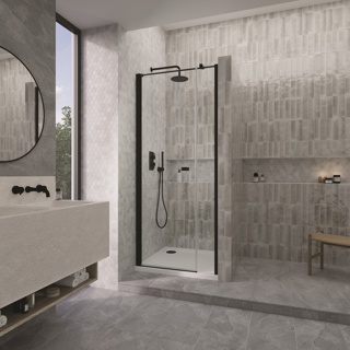 Kudos Siona Pivot 1200mm Recess Fixed Panel - Matt Black
