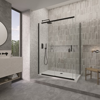 Kudos Siona Slider Door 1200mm Matt Black Pack 1