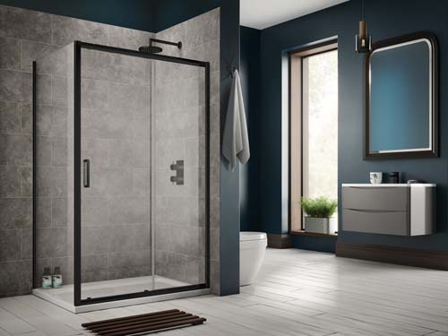 Bayou 8 Sliding Door 1200mm 1150-1190mm - Matt Black