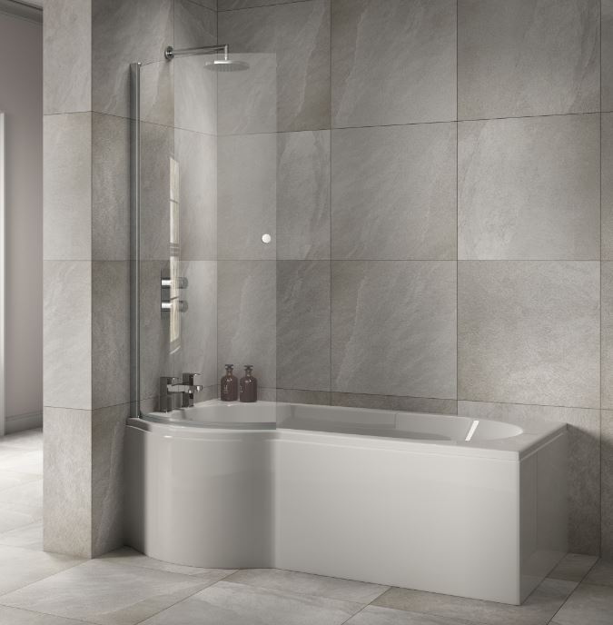 Bayou P Shaped Shower Bath End Panel 750 x 520H mm - White 8