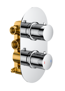 Bayou Lozenge shape Thermostatic Shower valve Dual Outlet - Chrome