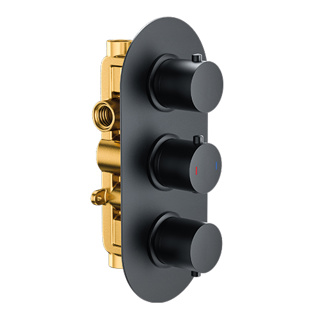 Bayou Lozenge shape Thermostatic Shower valve Dual Outlet - Matt Black