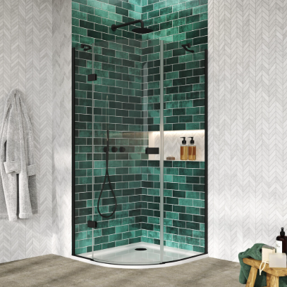 Bayou Athena Hinged Quadrant 900 x 900 - Matt Black
