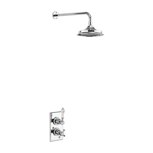 Burlington Single Outlet Concealed Shower Valve with Fixed Shower Arm Excluding Shower Head - Chrome / White