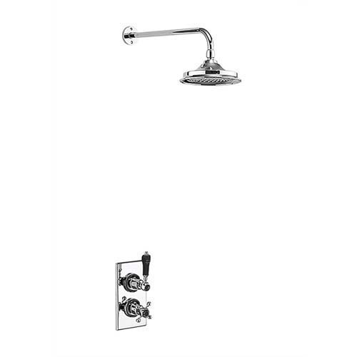 Burlington Single Outlet Concealed Shower Valve with Fixed Shower Arm Excluding Shower Head - Chrome / Black