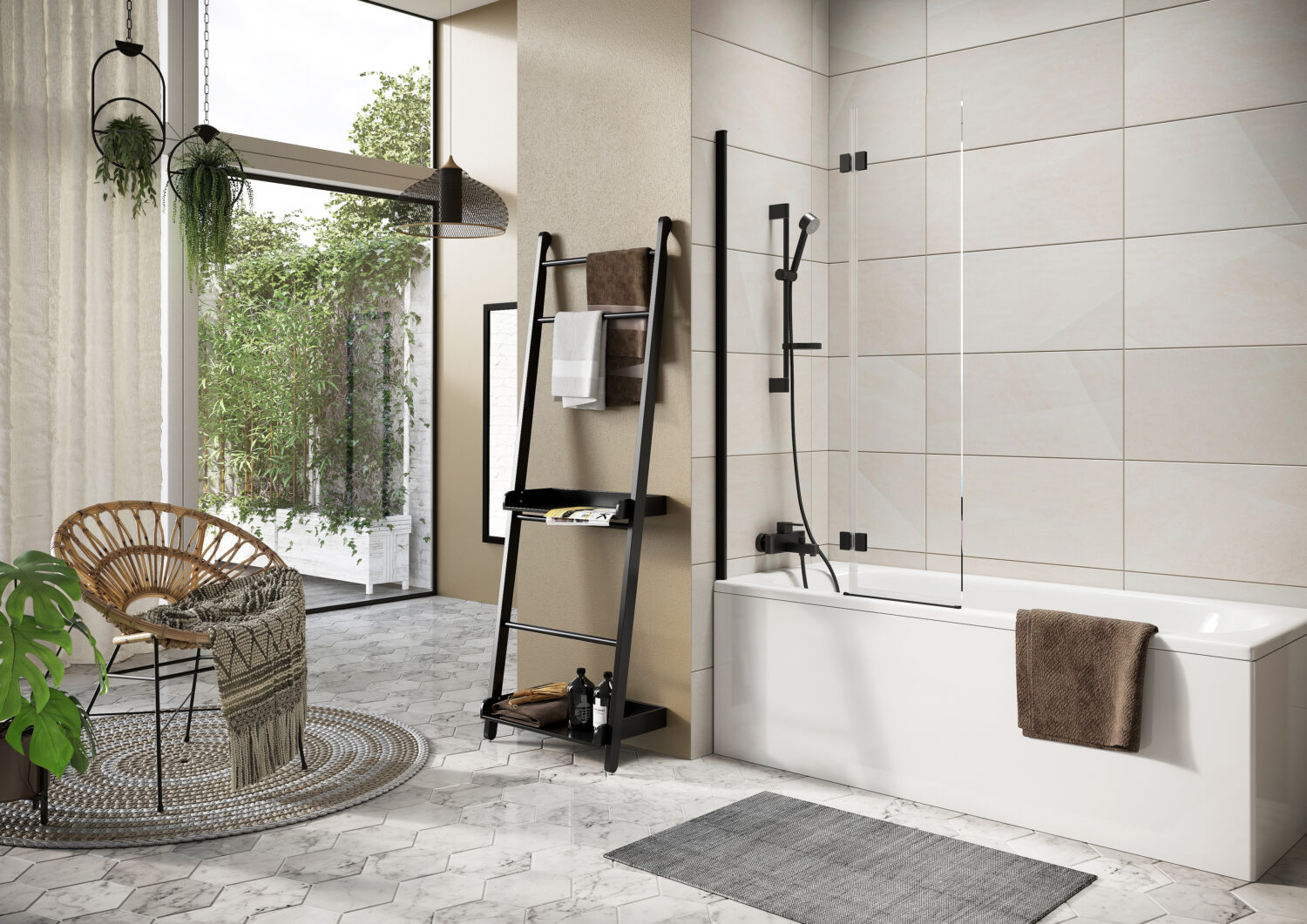 Bayou Thalia 8mm Single Panel Bathscreen - Black 18