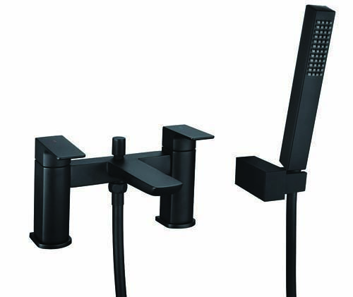 Bayou Veto Black Bath Shower Mixer with Hose & Handset - Black