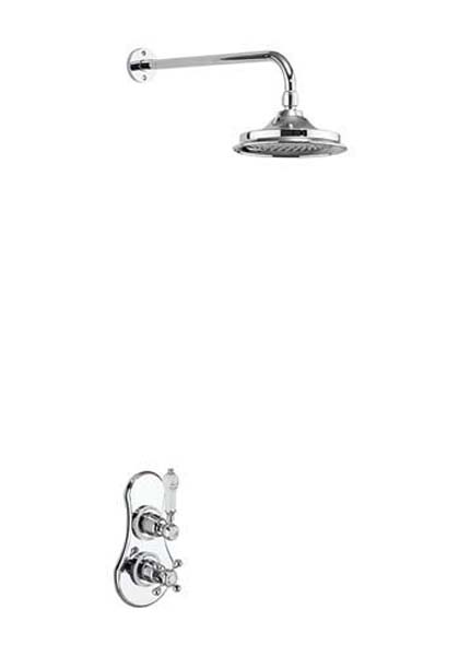 Burlington Single Outlet Concealed Shower Valve with Fixed Shower Arm Excluding Shower Head - Chrome / White