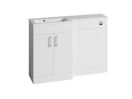 Bayou Vital L Shape Basin Unit with 2 Doors - Gloss White