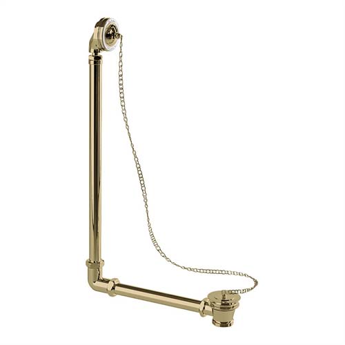 Burlington Exposed Bath Plug & Chain Waste - Gold / White