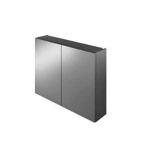 Bayou Scene 60cm Double Door Mirror Cabinet - Gloss Charcoal