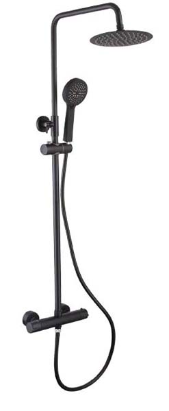 Bayou Yes Bar Shower Dual Control Bar Valve with Integral Fixed Head & Slide Rail - Black