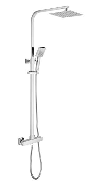 Bayou Yes Bar Shower Dual Control Bar Valve with Integral Fixed Head & Slide Rail Squared - Chrome