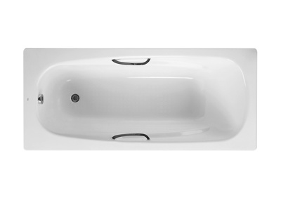 Roca Carla Single Ended Bath 1700 x 700mm 2 Tap Hole Twin Grip Anti Slip - White