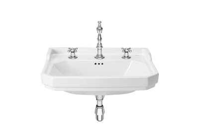 Roca Carmen Vanity/Wall Hung Basin 650mm 3 Tap Hole - White