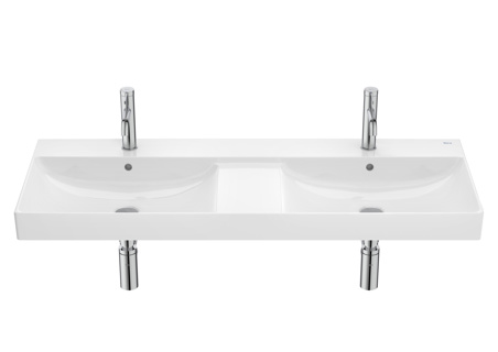 Roca Ona 1200 x 460mm Double 1 Tap Hole Basin - White